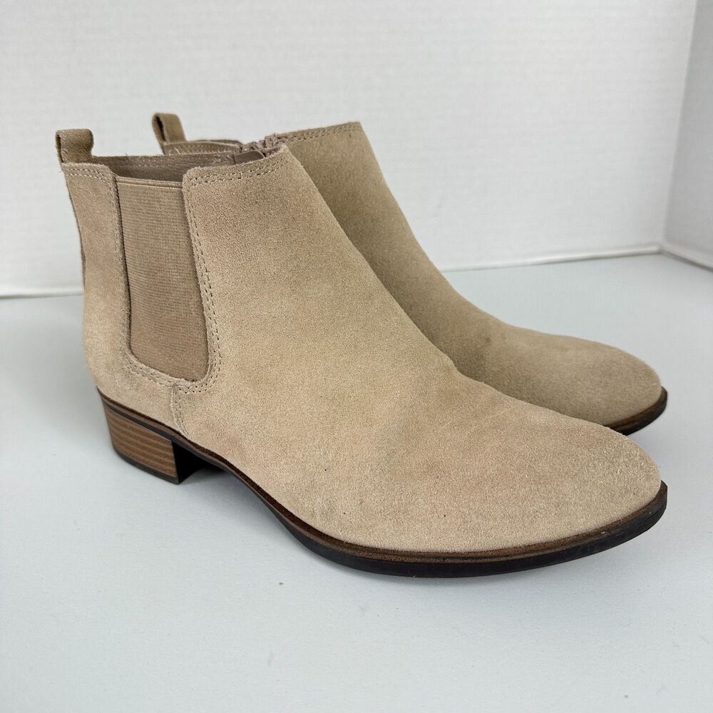 White Mountain Women's Tan Suede Booties Ankle Boots Shoes Size 8.5